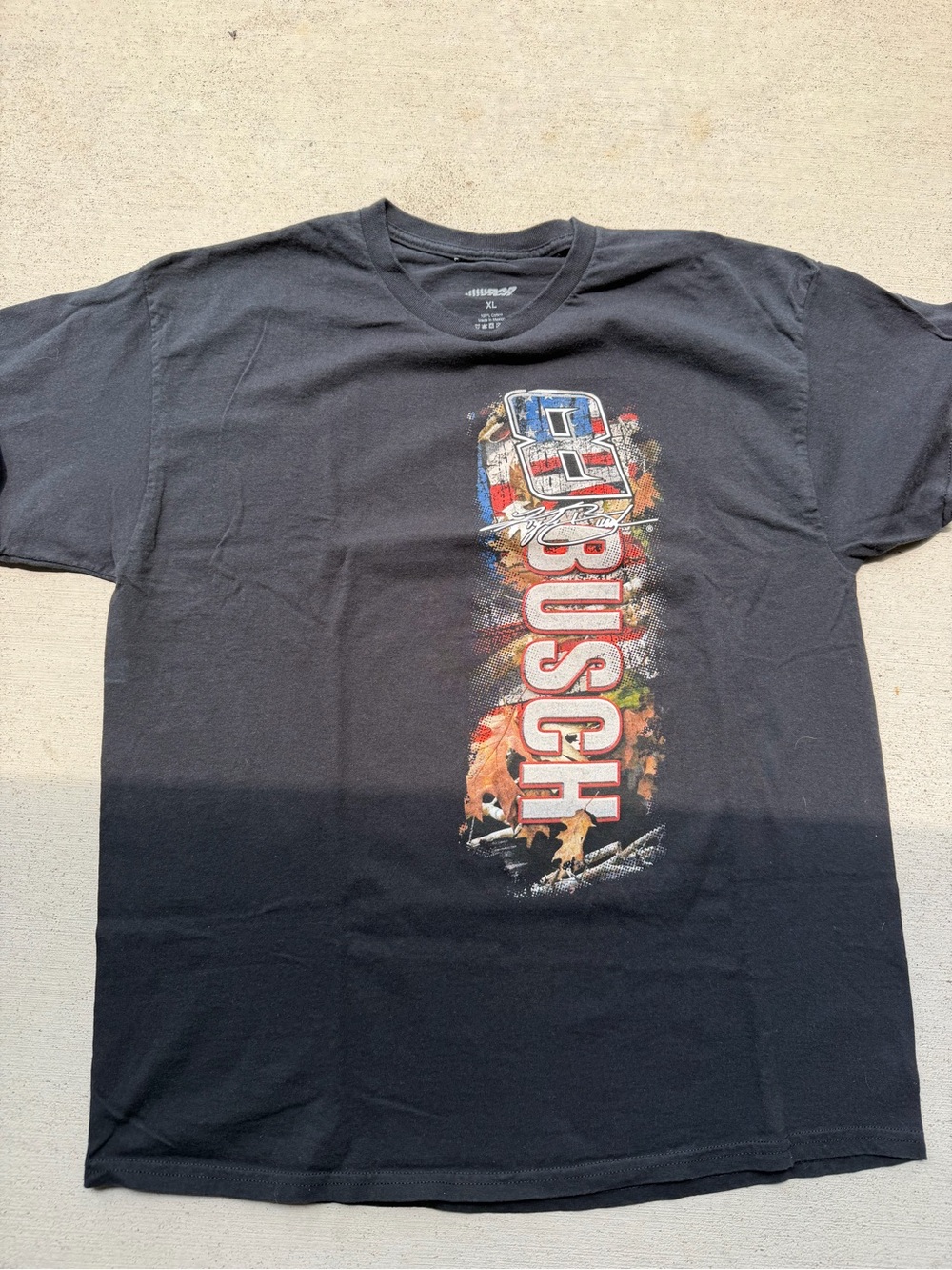 Nascar Black Busch Vertical Logo Short Sleeve Tee